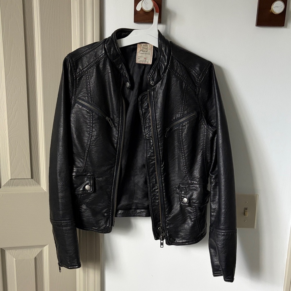 We The Free Black Leather Jacket